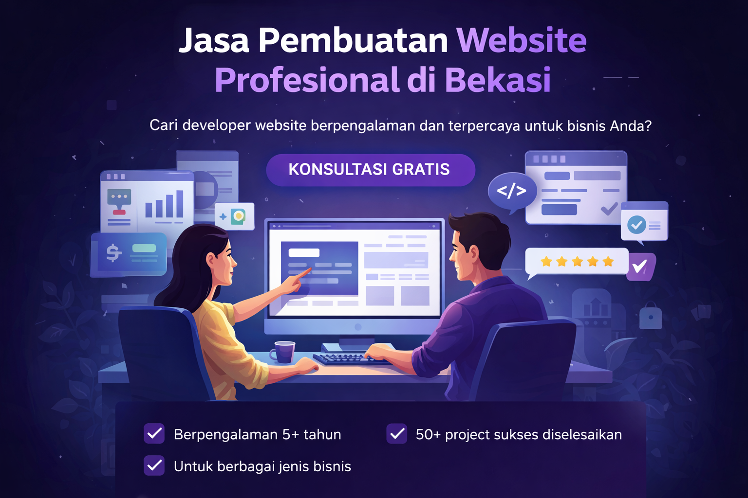 Jasa Pembuatan Website Bekasi Profesional – 5 Tahun Pengalaman, 50+ Project Selesai